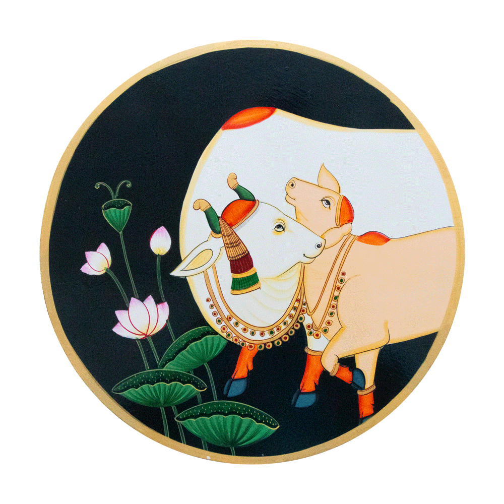 Hand-Painted Wall Painting - Rajasthani Traditional Paichwai Pichwai Painting - Cows - Gifting - Home Decor - Office Decor - Combo Offer