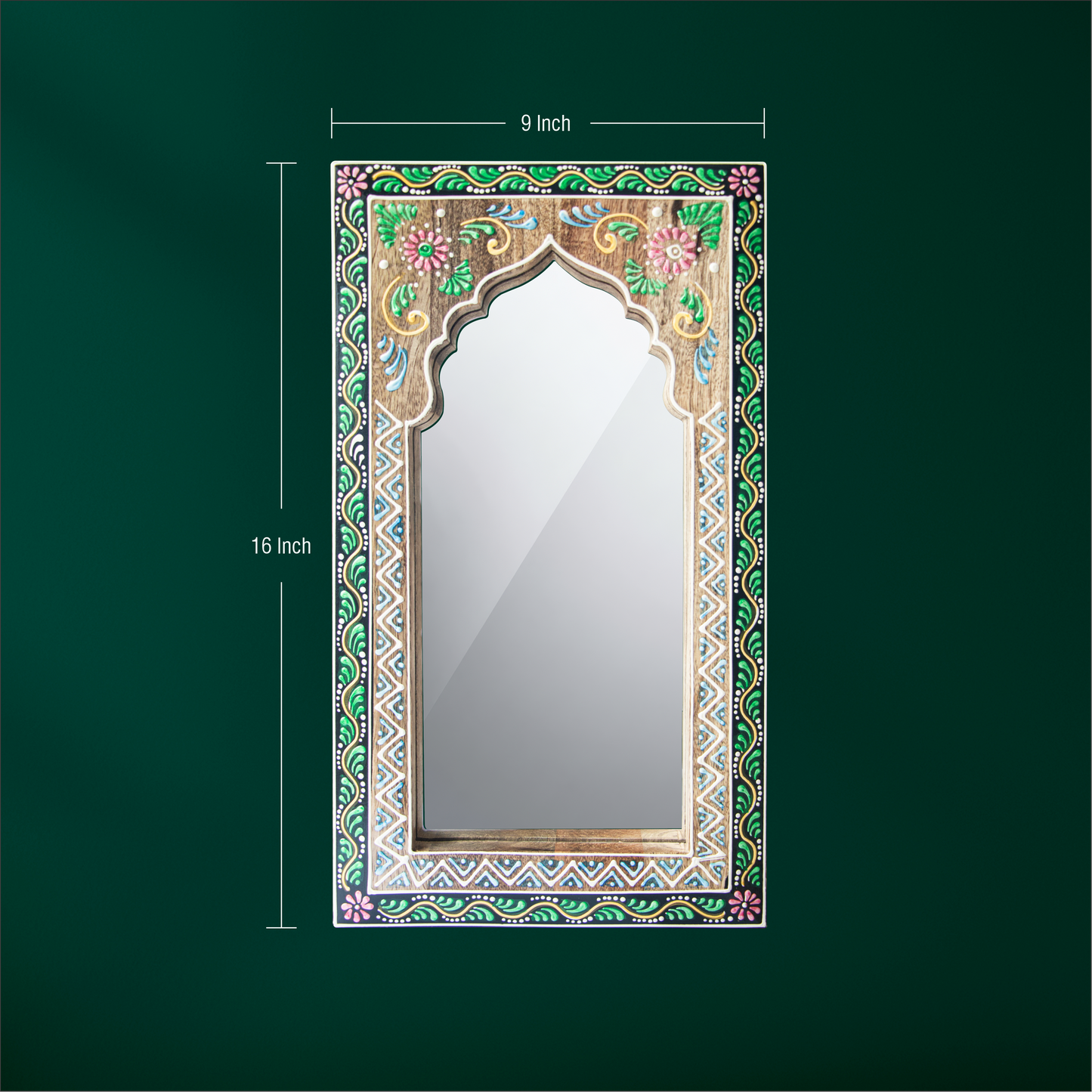 Hand-Painted Rajsthani-Inspired Jharokha Mirror