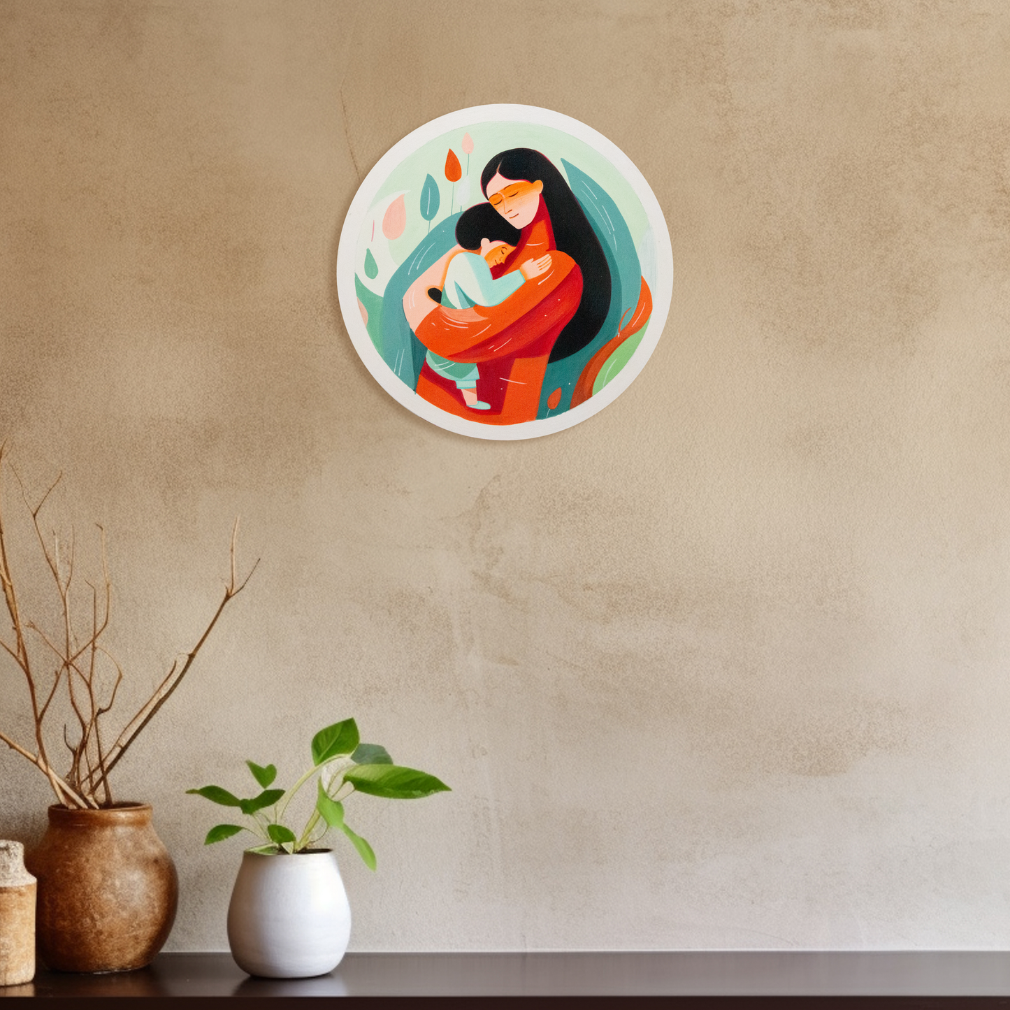 Hand Painted Wall Art - Mother & Child - Wall Decor