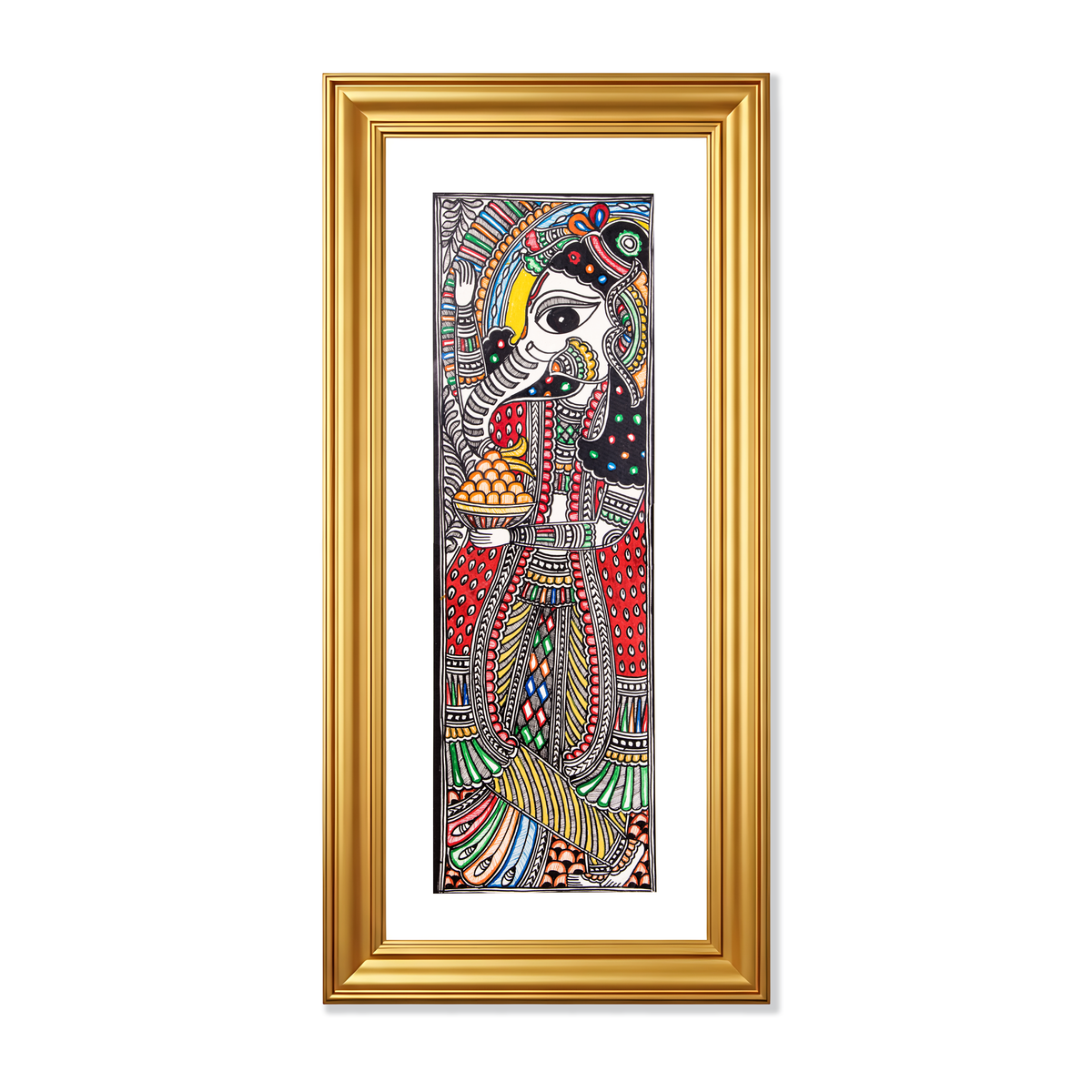 Vibrant Mithila Art Ganesha Painting