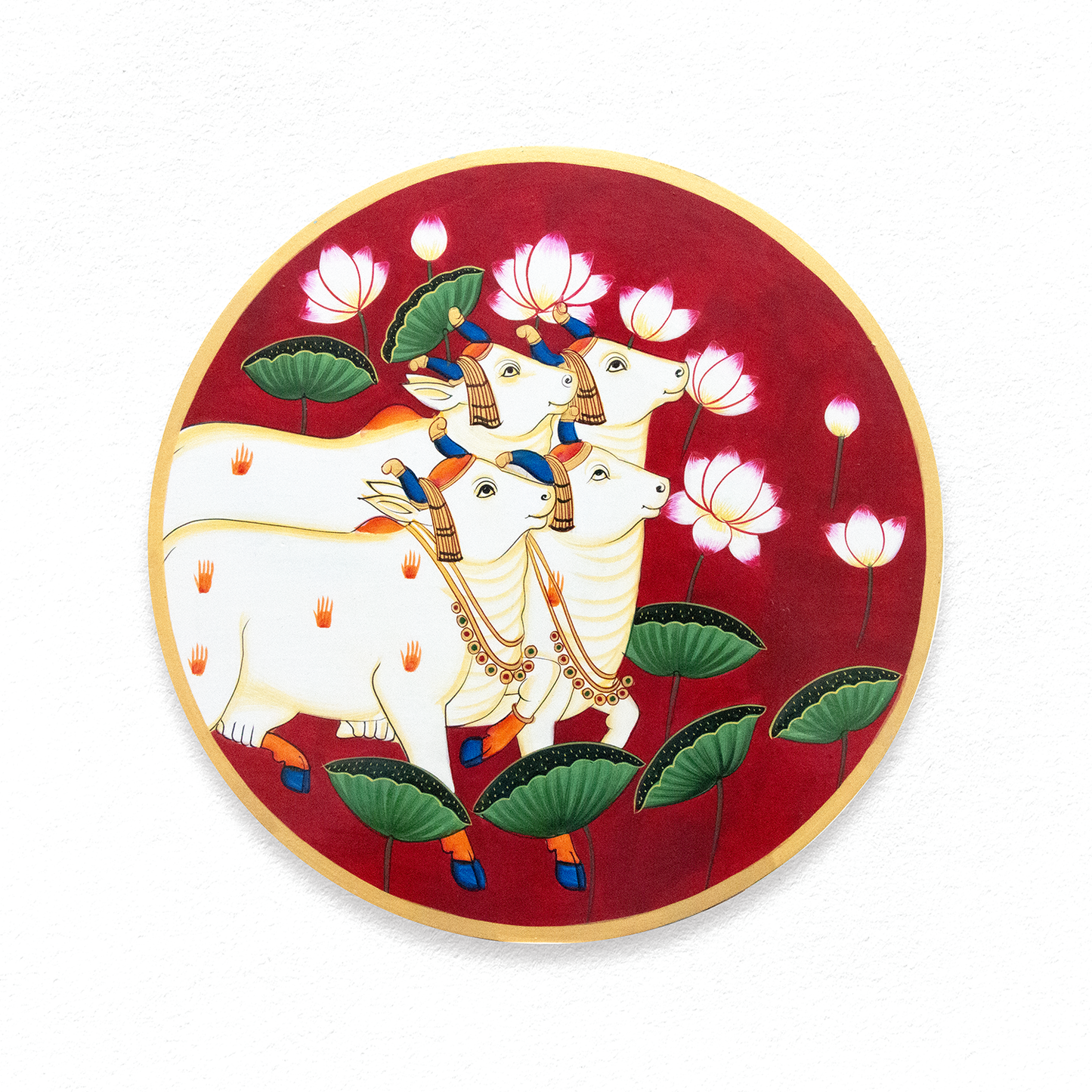 Wall Painting - Traditional Rajasthani Pichwai Painting - Cow Group - Gifitng - Home Decor - Office Decor