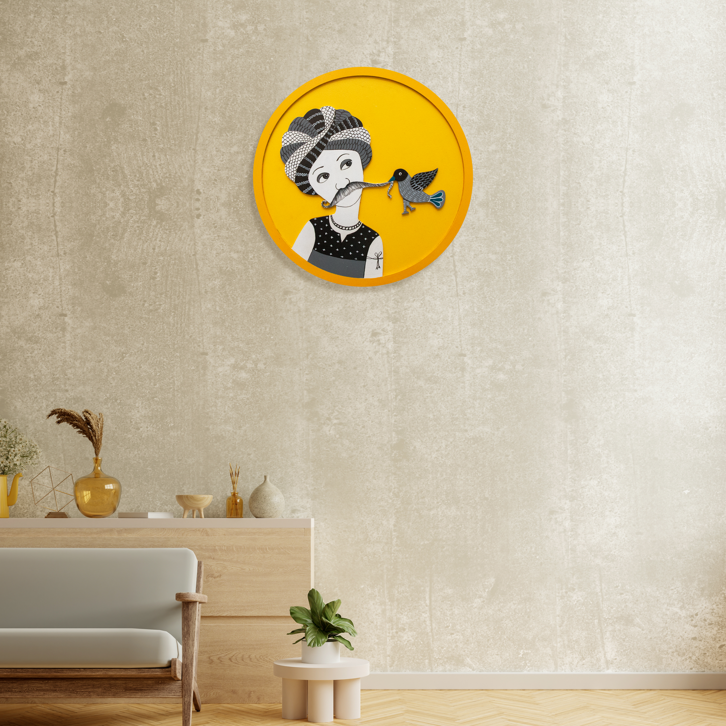 Rajasthani Traditional Turban Man Art Handmade Wall Painting