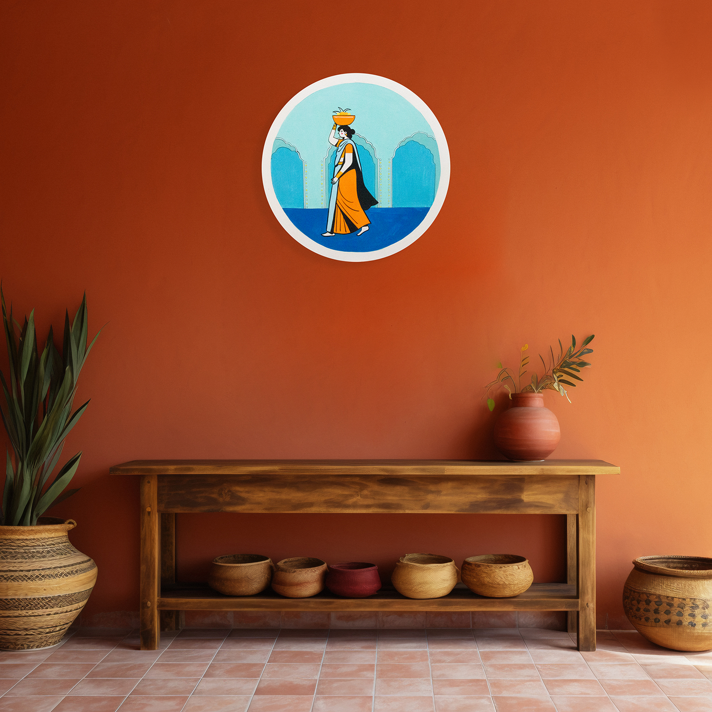 Hand Painted - Village Woman - Home Decor Plate
