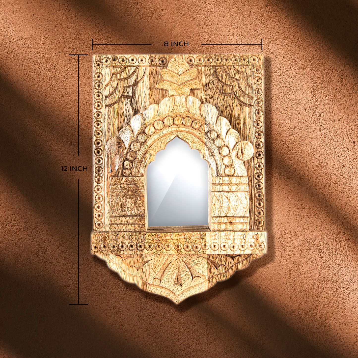 Wall Decor Hand-Crafted Rajsthani Jharokha with Mirror