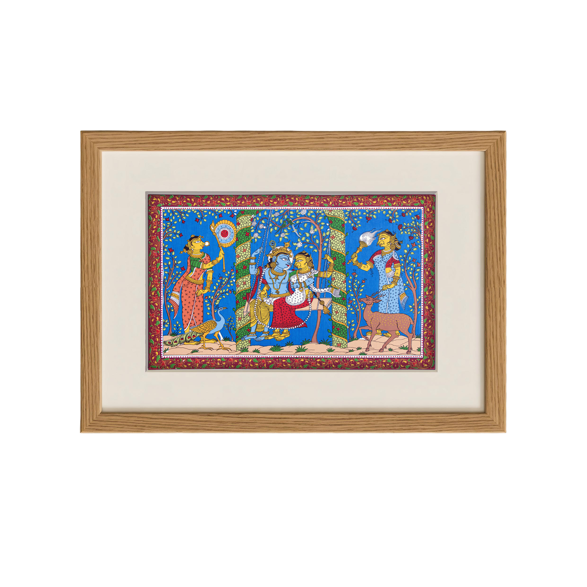 Radha Krishna — A Swing of Eternal Love - Pattachitra Painting