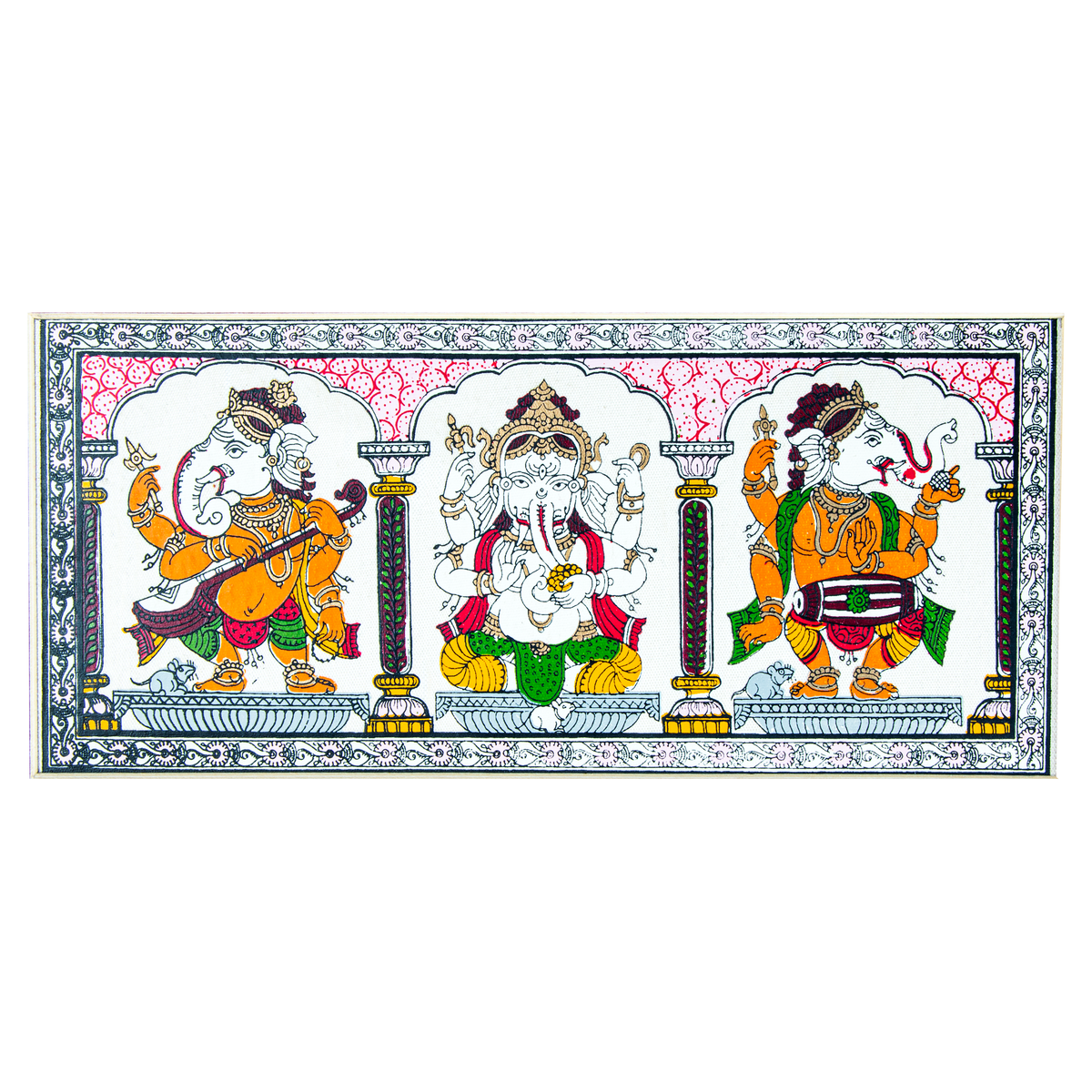Three Forms of Ganesha — Music in Divine Harmony - Pattchitra Painting