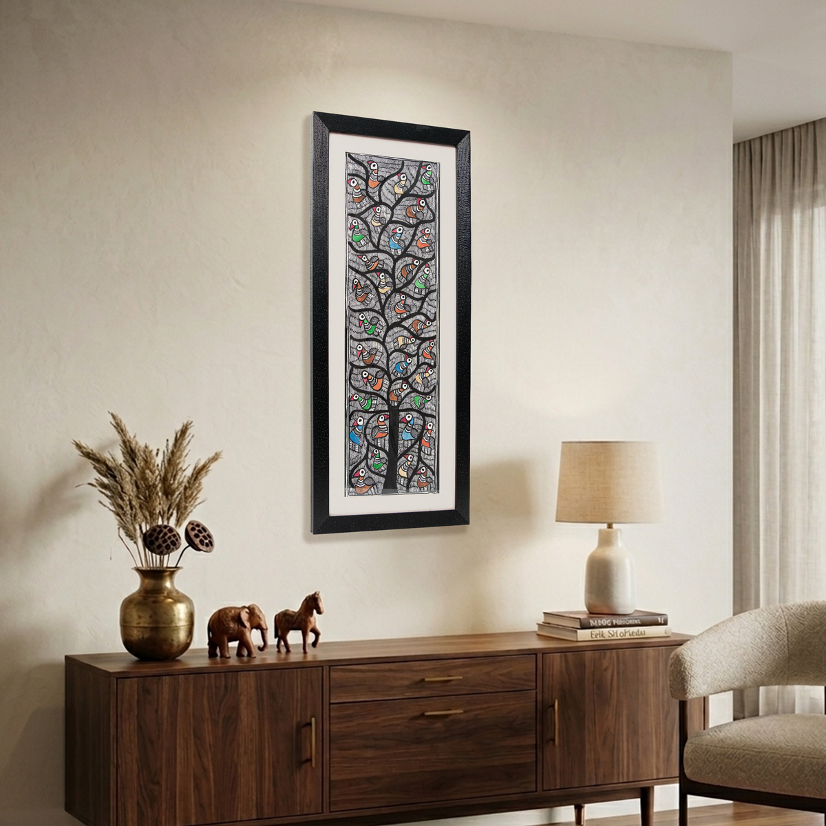 The Avian Symphony: Madhubani Tree of Life