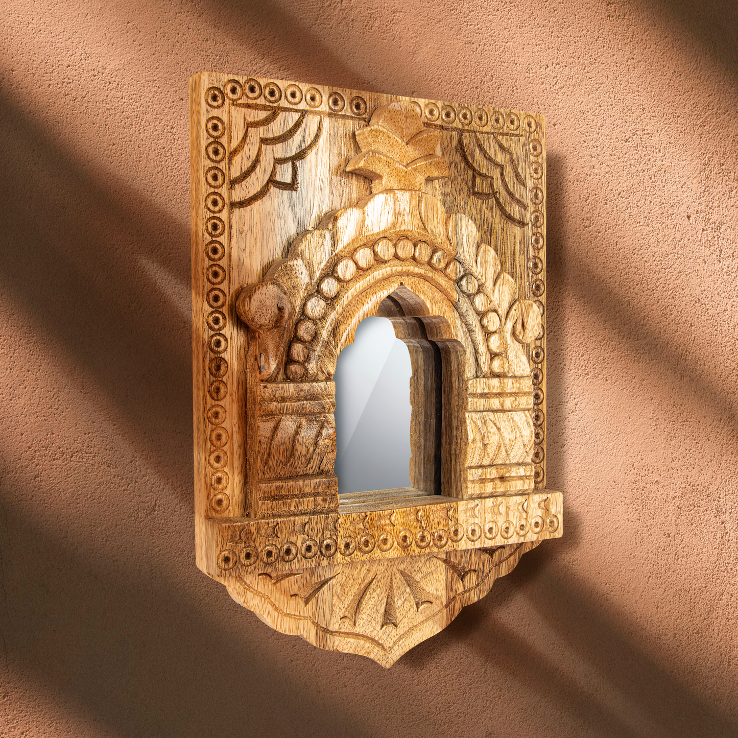 Wall Decor Hand-Crafted Rajsthani Jharokha with Mirror
